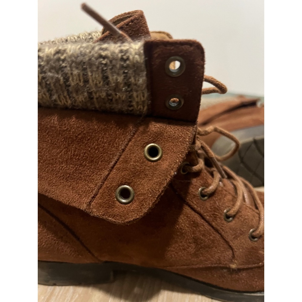 Arizona Jean Co Yetta Womens Cognac Brown Faux Suede Knit Collar Ankle Boots 9.5 - Picture 10 of 10